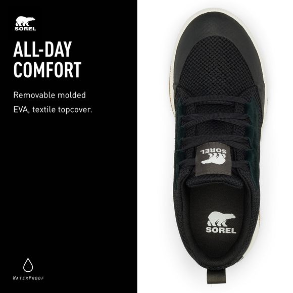 SOREL WOMEN'S OUT N ABOUT LLL WATERPROOF LOW SNEAKERS - BLACK, SEA SALT - S - Picture 5 of 6